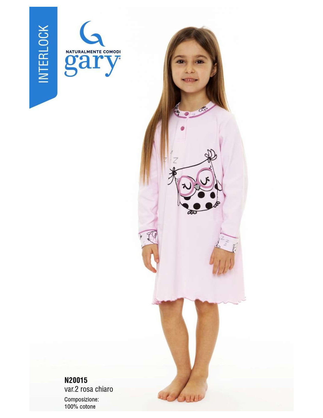 Camicia da notte bambina in CALDO cotone Gary N20015-N30015
