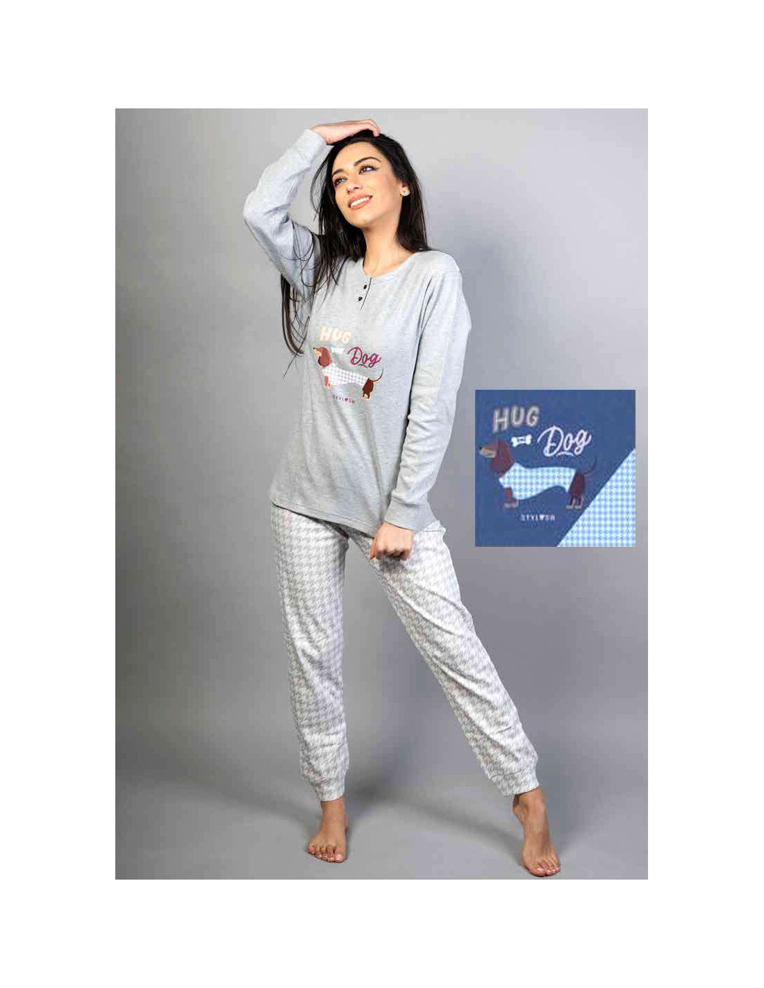 Women's warm cotton jersey pajamas Stylosa Z118