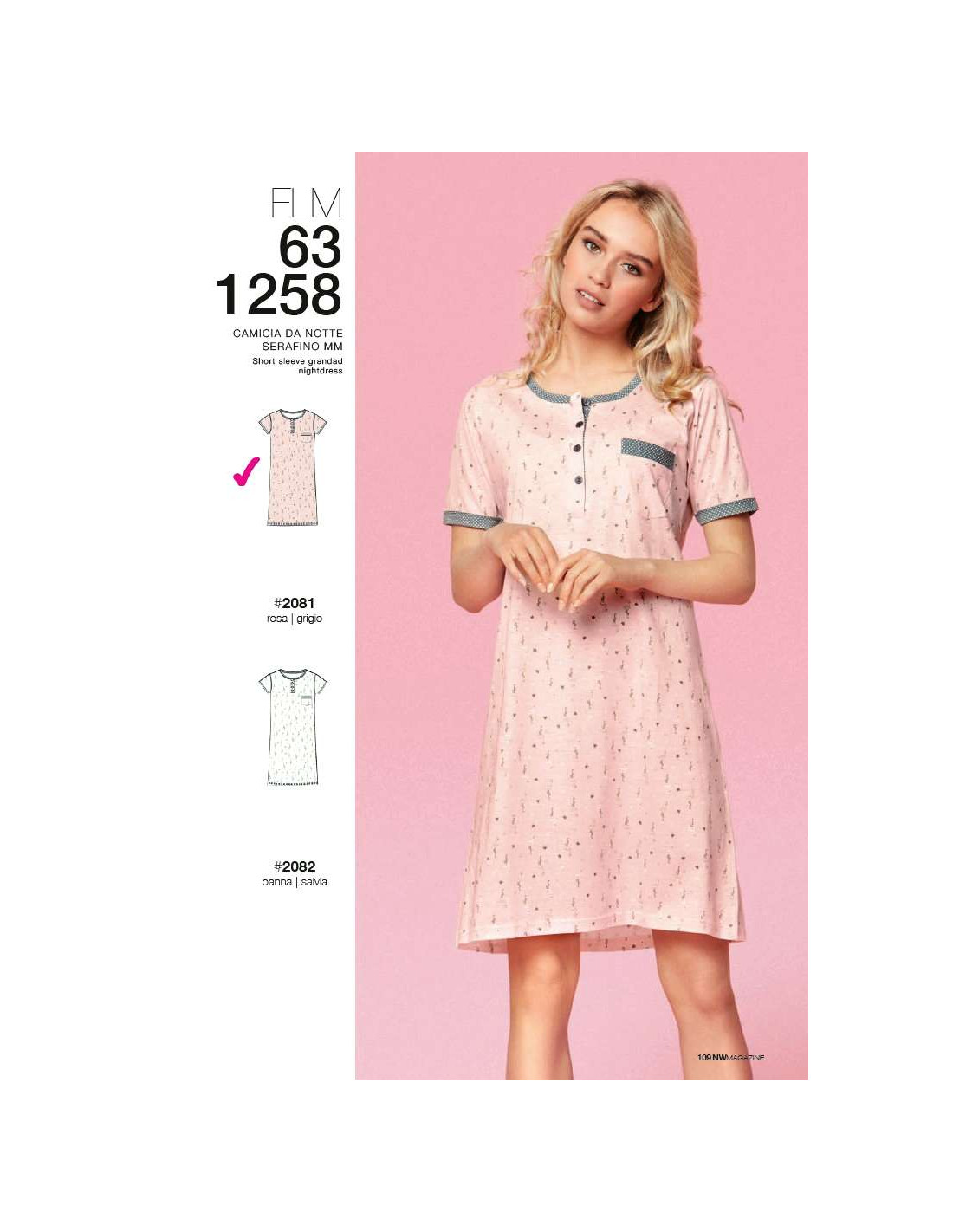 Women's cotton jersey nightdress Infiore Flamingo FLM1258